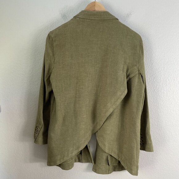 Anthropologie Womens 4 Olive Green Linen Blend Blazer Jacket - Picture 11 of 12
